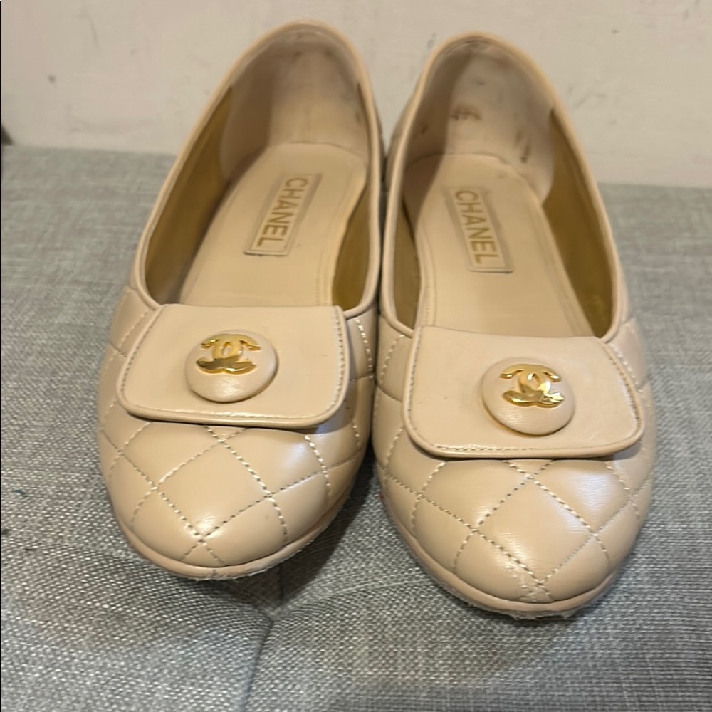 Chanel Cream Quilted Women's Shoes